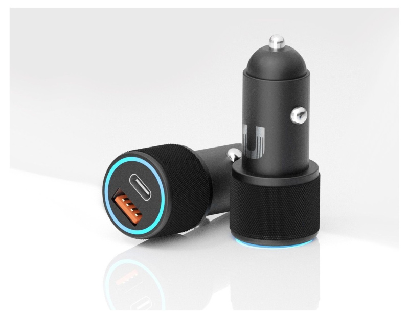 Фото Автомобильное зарядное устройство Uzay 38W USB-C+USB-A, черное Фото Автомобильное зарядное устройство Uzay 38W USB-C+USB-A, черное