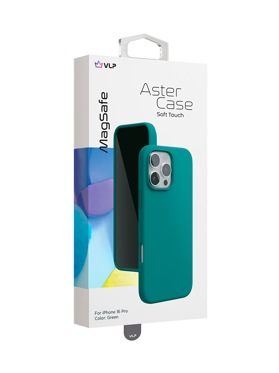 Чехол защитный VLP Aster Case с MagSafe для iPhone 16 Pro, зеленый