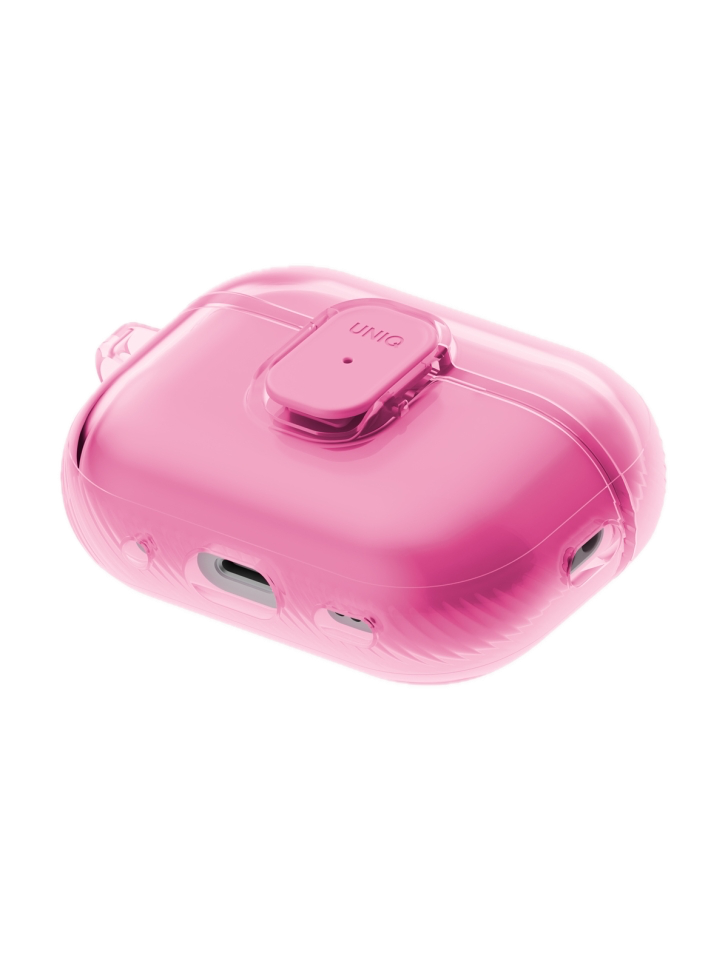 На фото изображено Чехол Uniq Glase PRO TPU для AirPods Pro 3, Candy Pink
