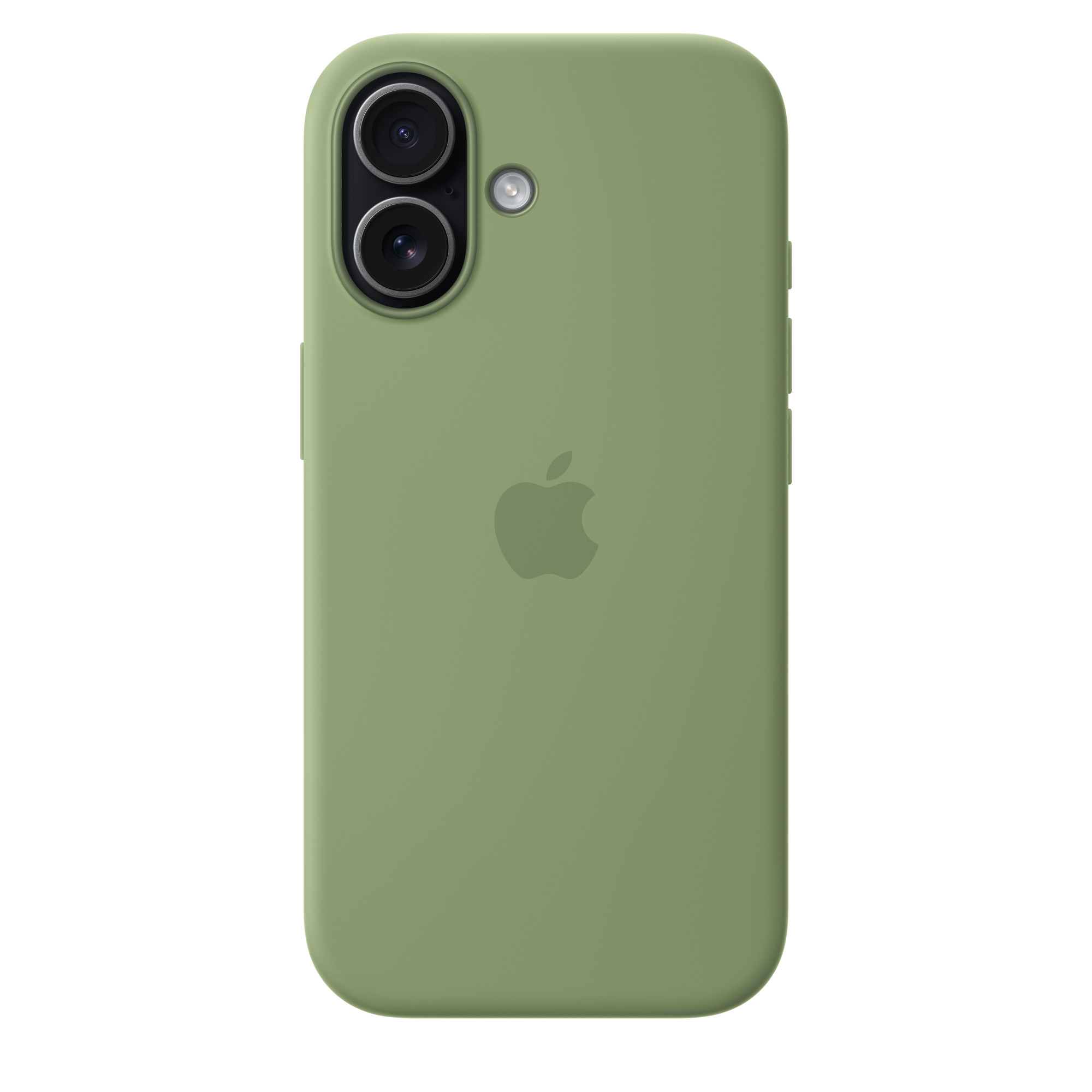На фото изображено Чехол защитный Apple Silicone Case with MagSafe для iPhone 17, зелёный