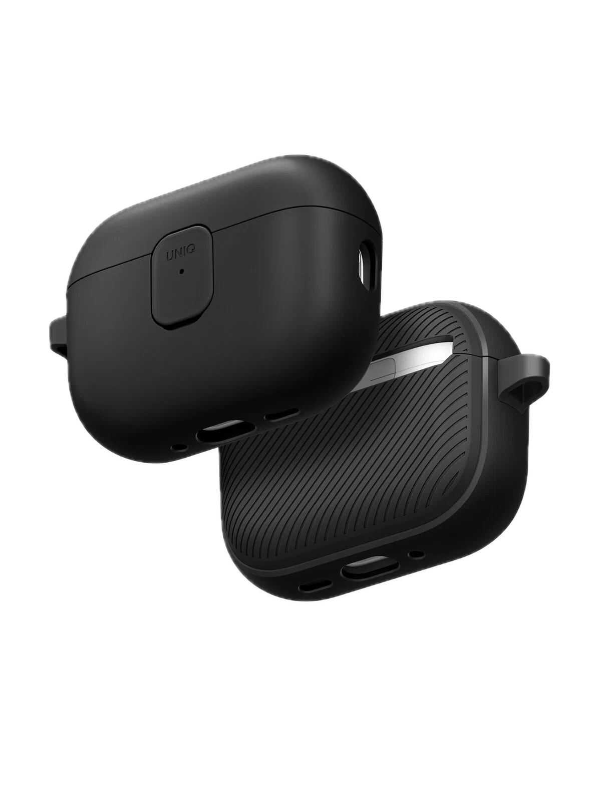 На фото изображено Чехол Uniq CLYDE Lock case для AirPods Pro 3, Black/Dark Grey