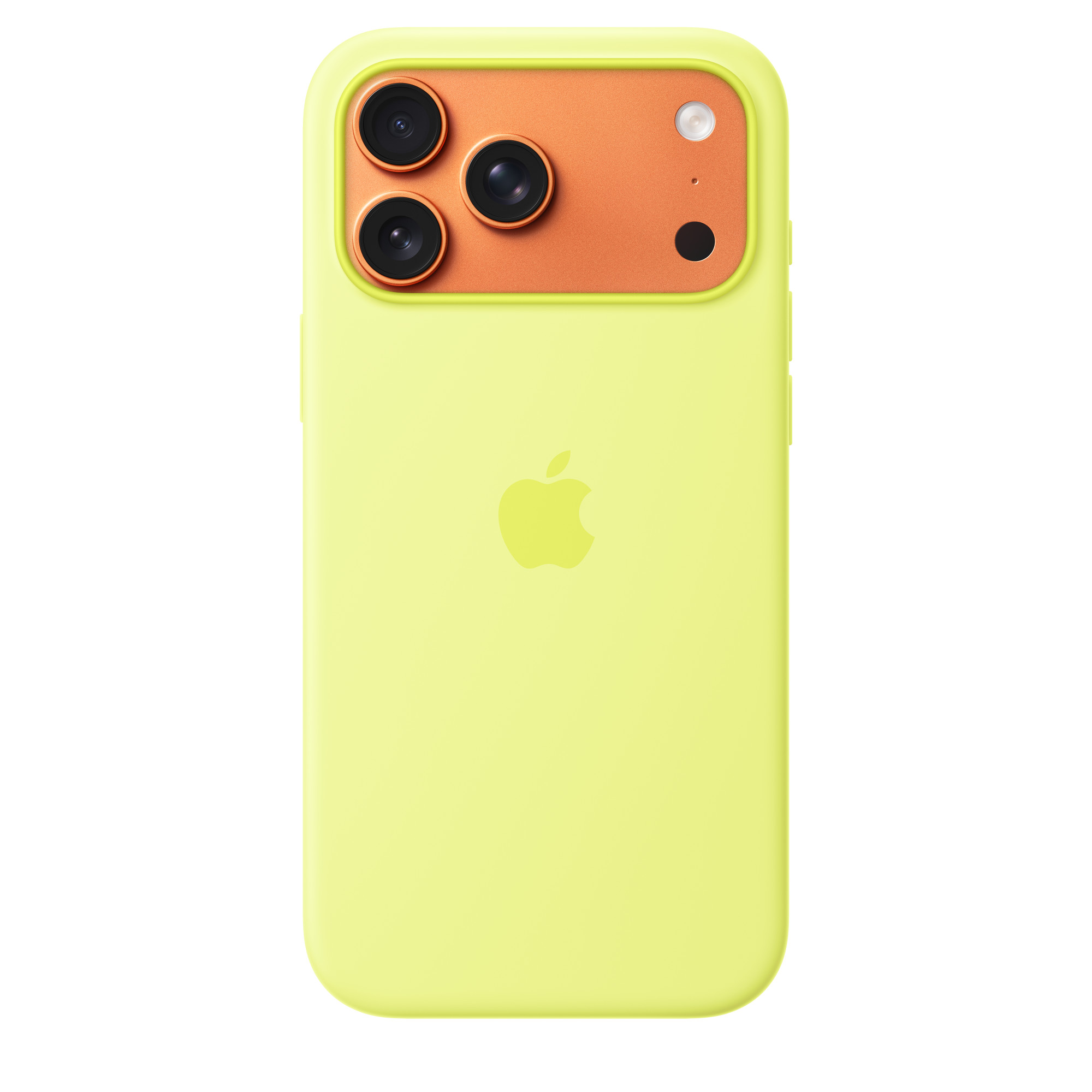 На фото изображено Чехол защитный Apple Silicone Case with MagSafe для iPhone 17 Pro Max, жёлтый