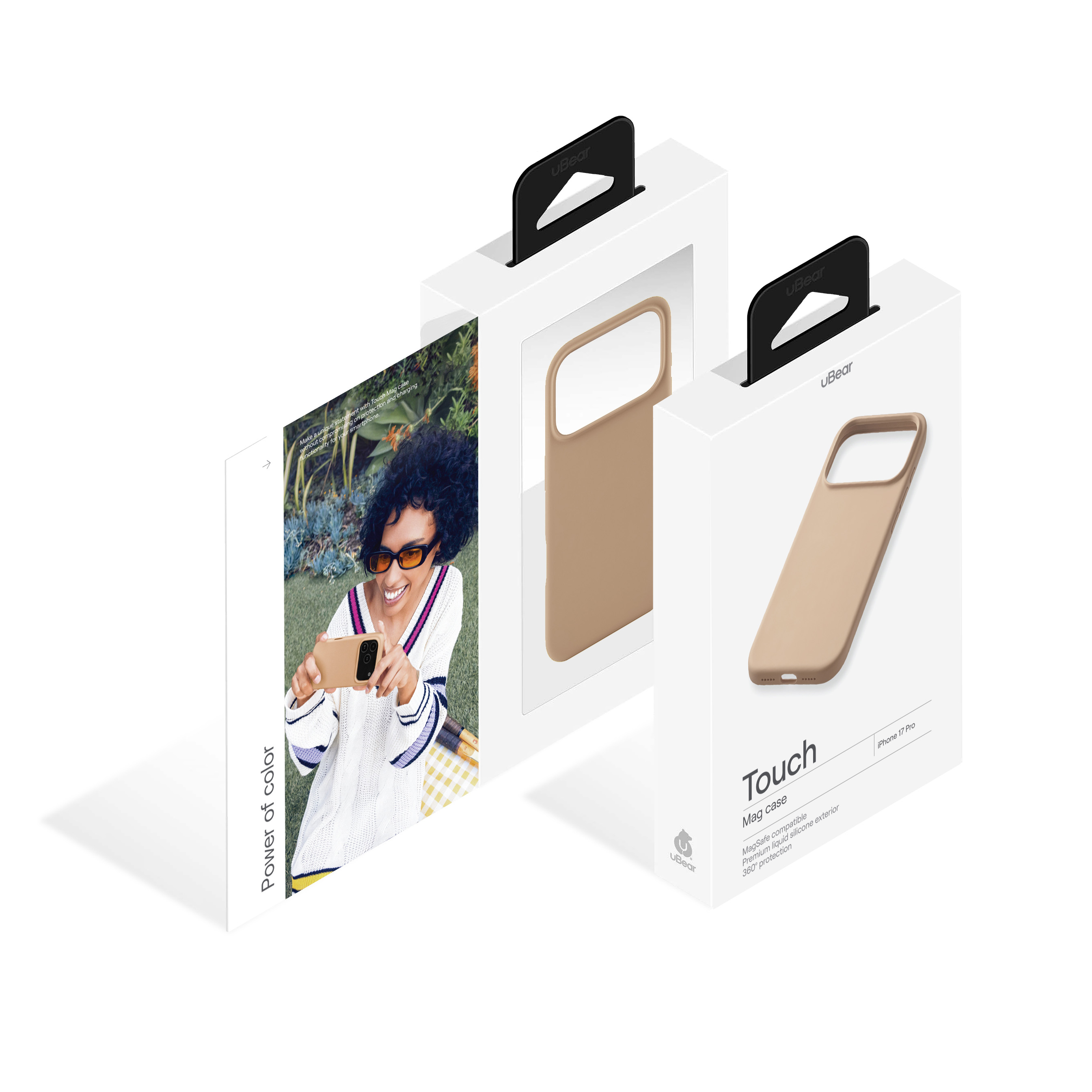 На фото изображено Чехол защитный uBear Touch Mag Case для iPhone 17 Pro, MagSafe, латте