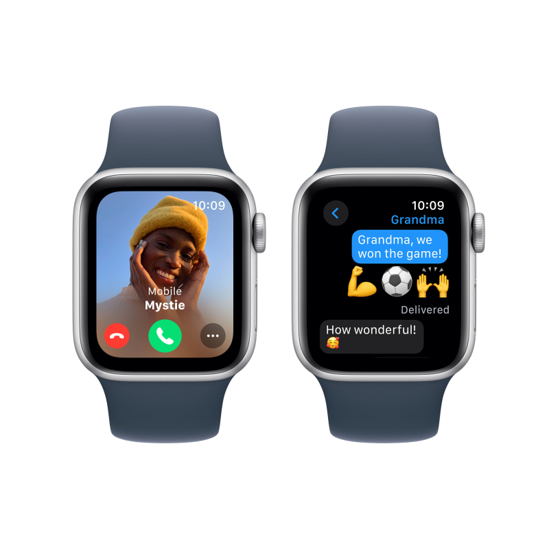 Apple Watch SE 2024, 44 мм, корпус из алюминия цвета «Серебристый», спортивный ремешок, размер S/M