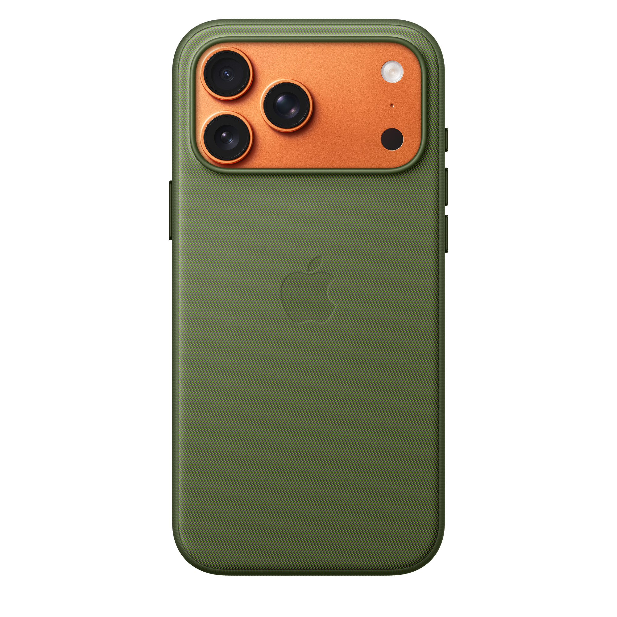 На фото изображено Чехол защитный Apple TechWoven Case with MagSafe для iPhone 17 Pro Max, зелёный