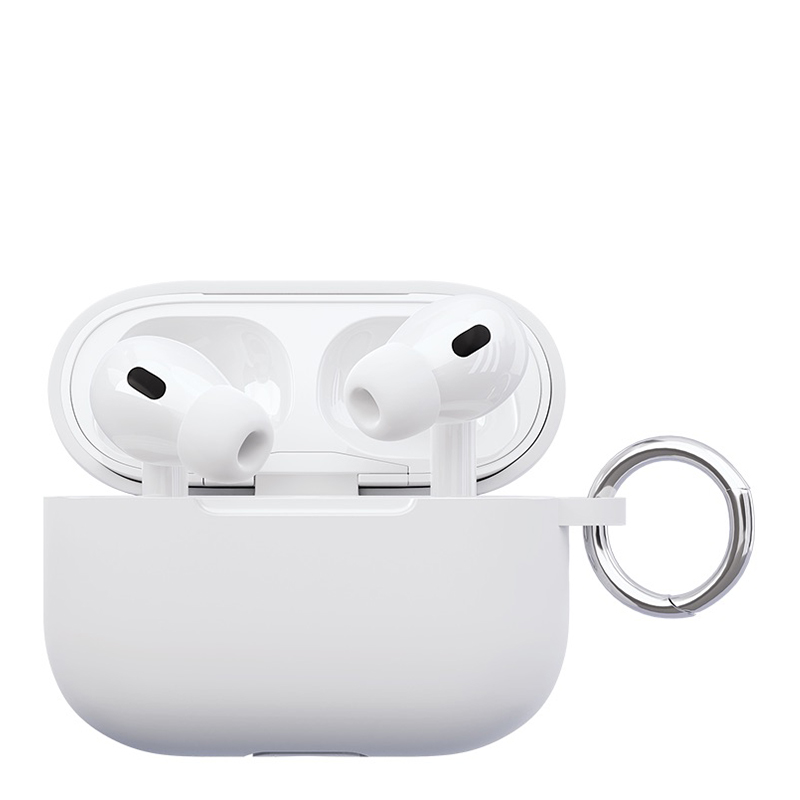 Чехол силиконовый VLP Soft Touch, с кольцом, для AirPods Pro 2, белый Чехол силиконовый VLP Soft Touch, с кольцом, для AirPods Pro 2, белый