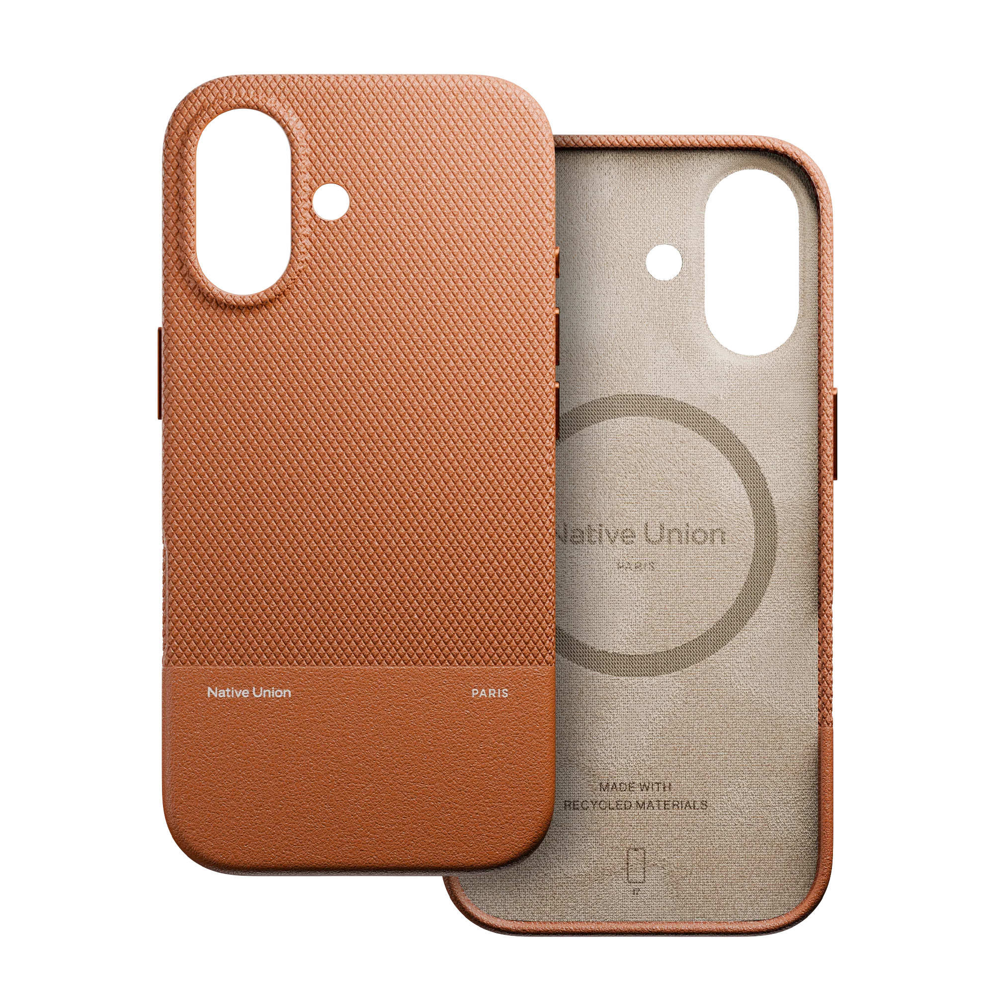 На фото изображено Чехол Native Union Paris (Re)Classic Case для iPhone 17, коричневый