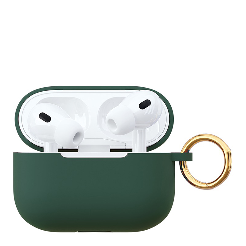 Чехол силиконовый VLP Soft Touch, с кольцом, для AirPods Pro 2, темно-зеленый