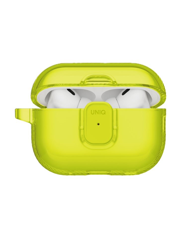 На фото изображено Чехол Uniq Glase PRO TPU для AirPods Pro 3, Light Lime