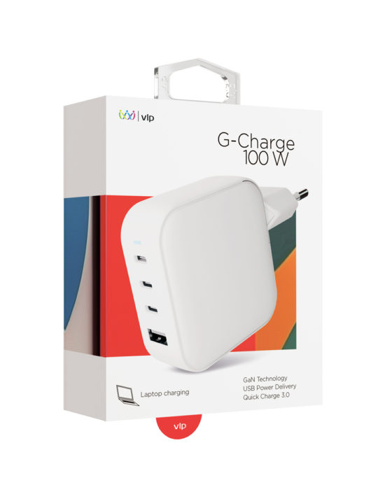 Сетевое зарядное устройство VLP G-Charge, 100Вт, 3хUSB-C+USB-A, белый