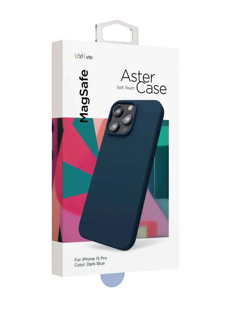Чехол защитный VLP Aster Case с MagSafe для iPhone 15 Pro, темно-синий
