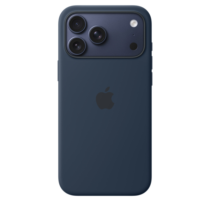 На фото изображено Чехол защитный Apple Silicone Case with MagSafe для iPhone 17 Pro Max, синий