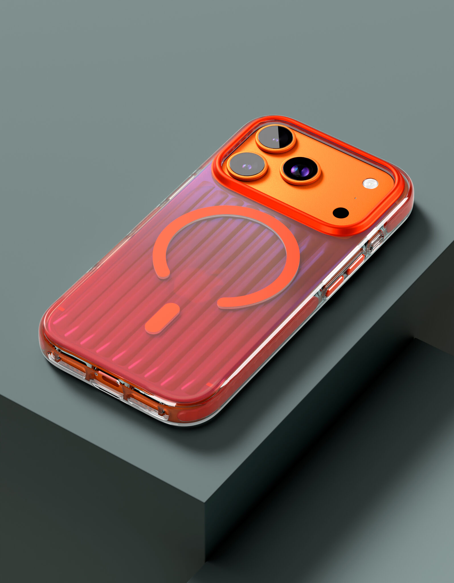 На фото изображено Чехол защитный VLP Pulse Case с MagSafe для iPhone 17 Pro, оранжевый