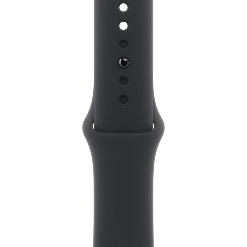 На фото изображено Apple Watch Series 11, 42 мм, корпус из алюминия цвета «Серый космос», спортивный ремешок, размер S/M