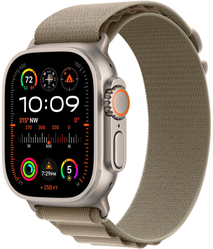Apple Watch Ultra 2 GPS + Cellular, 49 мм, корпус из титана, ремешок Alpine цвет оливковый, S Apple Watch Ultra 2 GPS + Cellular, 49 мм, корпус из титана, ремешок Alpine цвет оливковый, S