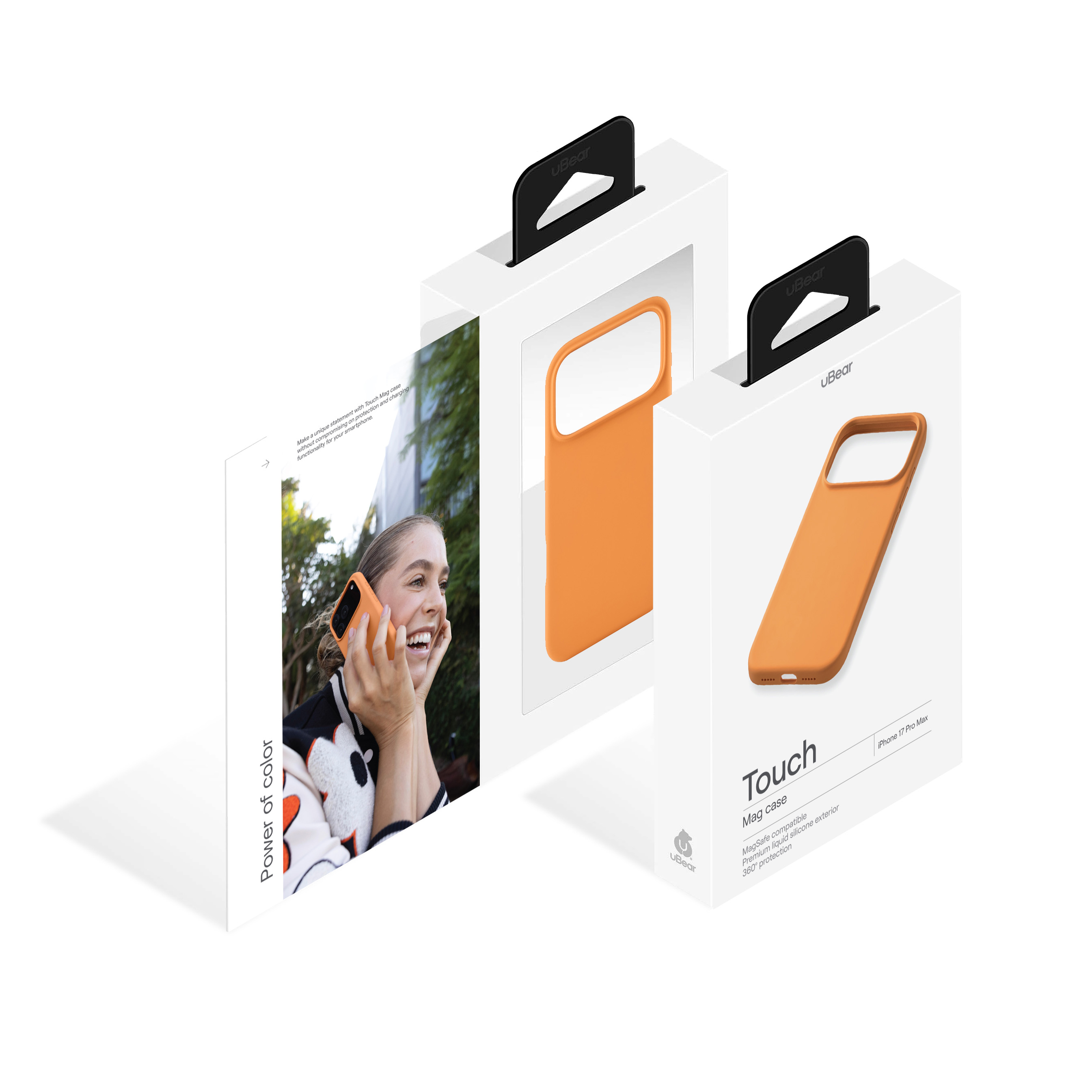 На фото изображено Чехол защитный uBear Touch Mag Case для iPhone 17 Pro Max, MagSafe, оранжевый