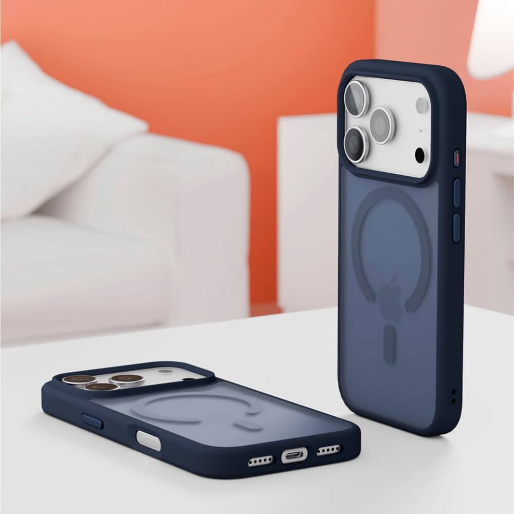 Фото Чехол защитный VLP LITE Bloom Case с MagSafe для iPhone 17 Pro, темно-синий На фото изображено Чехол защитный VLP LITE Bloom Case с MagSafe для iPhone 17 Pro, темно-синий