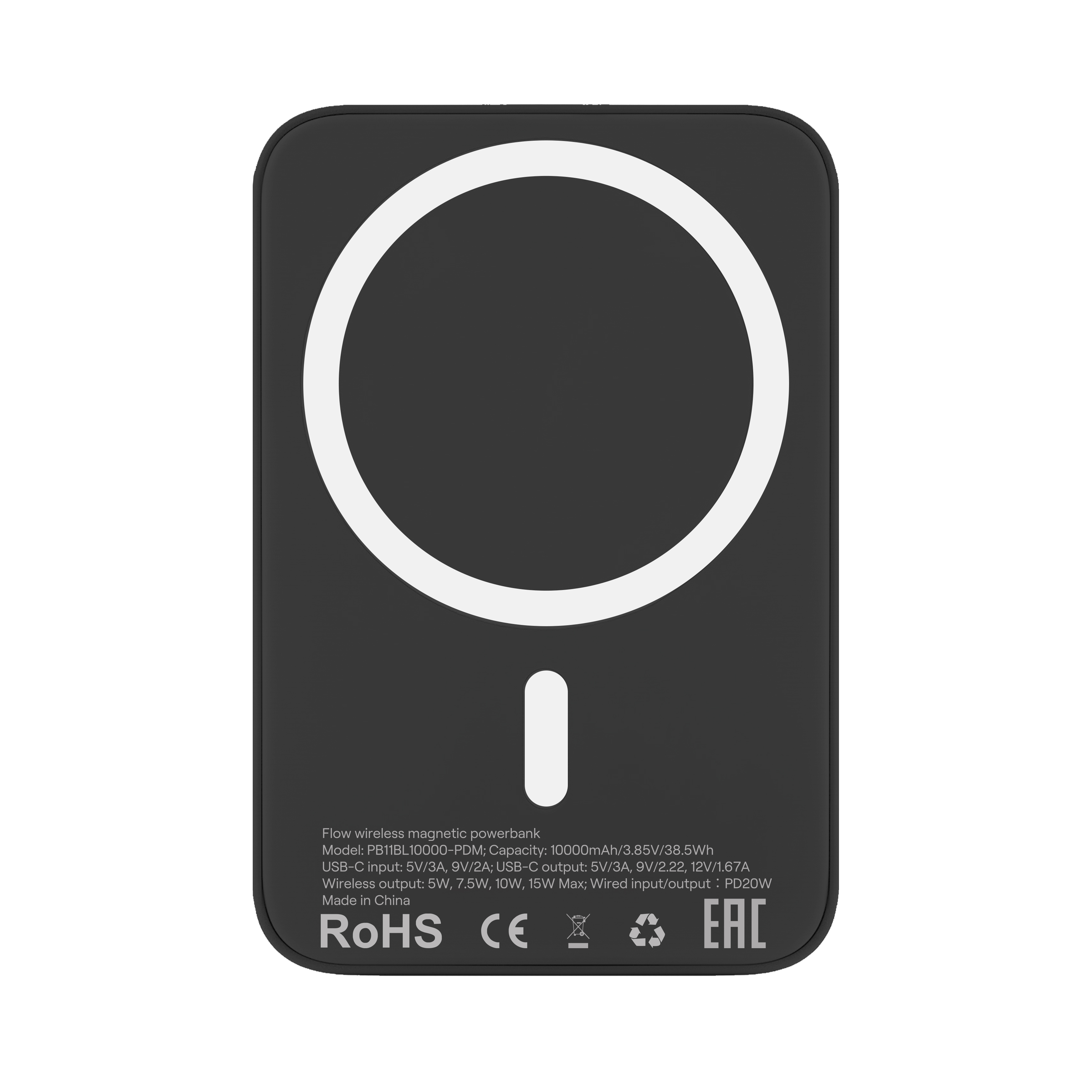 Внешний аккумулятор uBear Flow Magnetic Power bank 10000mAh, чёрный