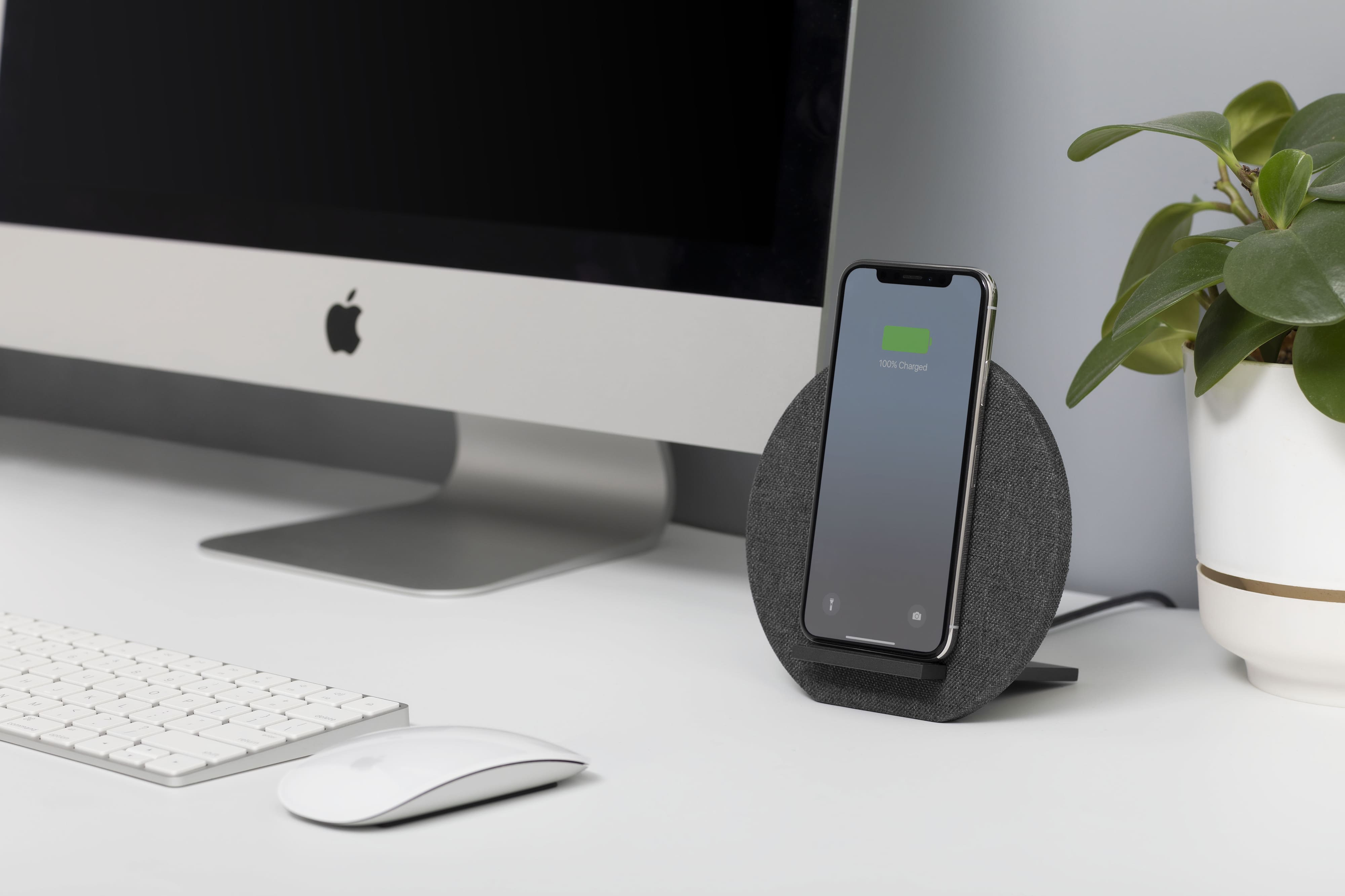 Беспроводное зарядное устройство Native Union Dock Wireless Fabric, с подставкой, серый
