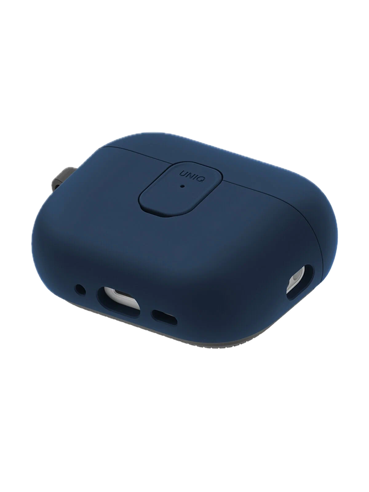На фото изображено Чехол Uniq CLYDE Lock case для AirPods Pro 3, Royal Blue/Flint Grey