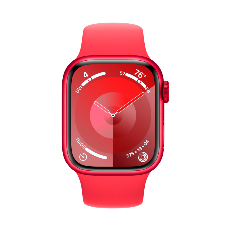 Apple Watch Series 9, 41 мм, корпус из алюминия цвета «(PRODUCT)RED», спортивный ремешок, размер S/M