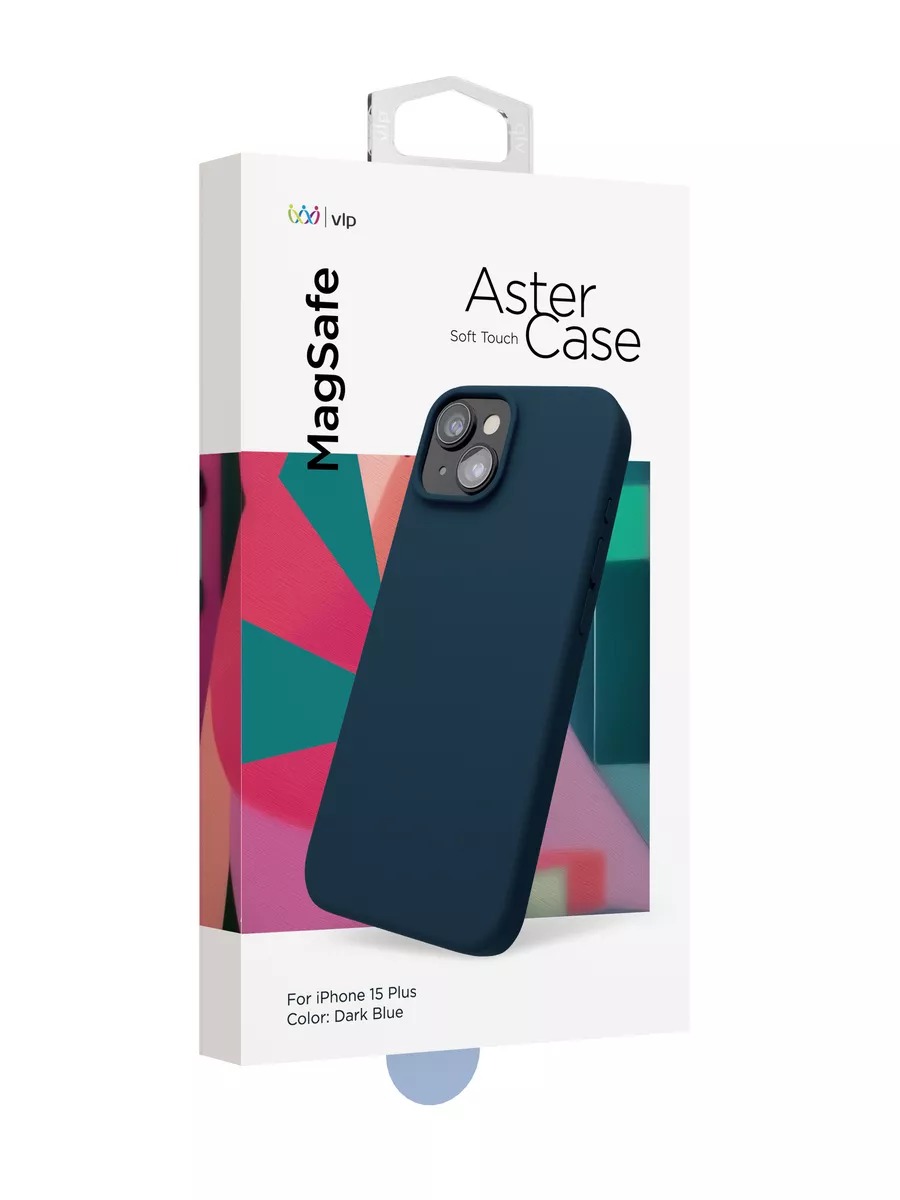 Чехол защитный VLP Aster Case с MagSafe для iPhone 15 Plus, темно-синий