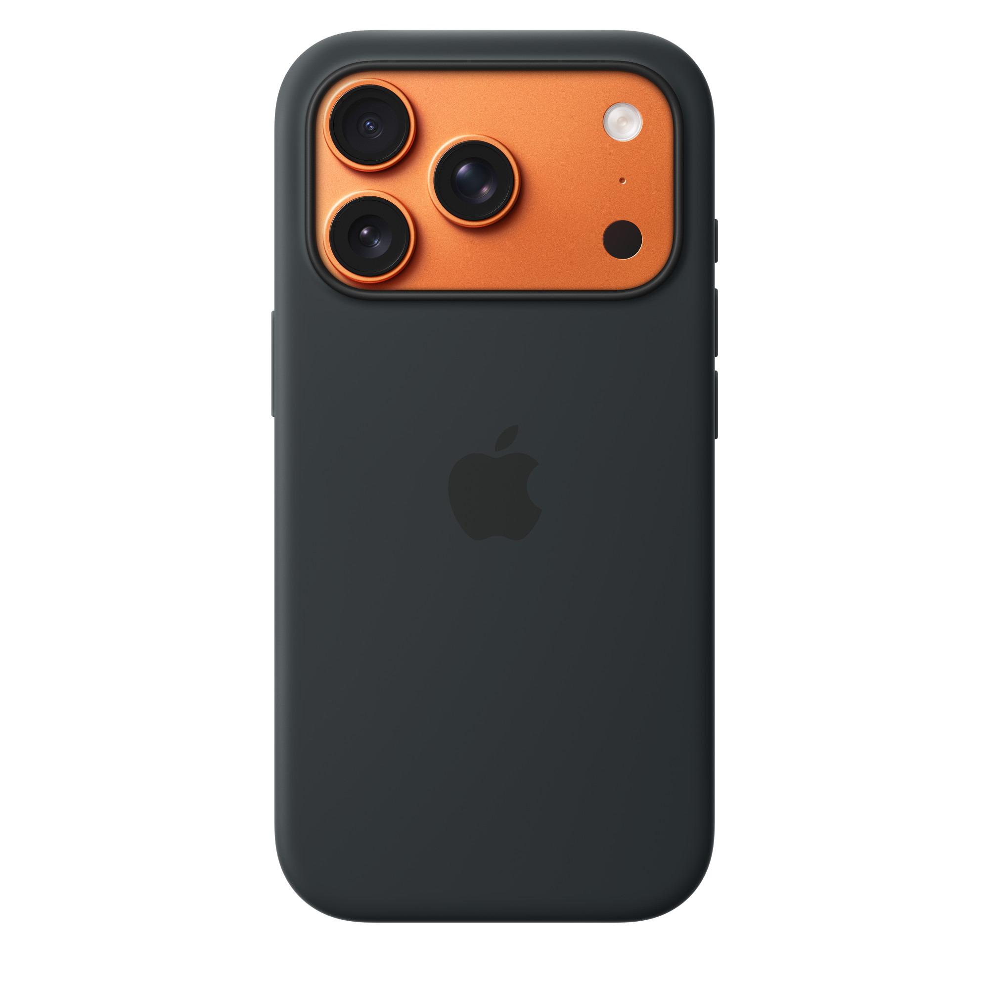 На фото изображено Чехол защитный Apple Silicone Case with MagSafe для iPhone 17 Pro, чёрный
