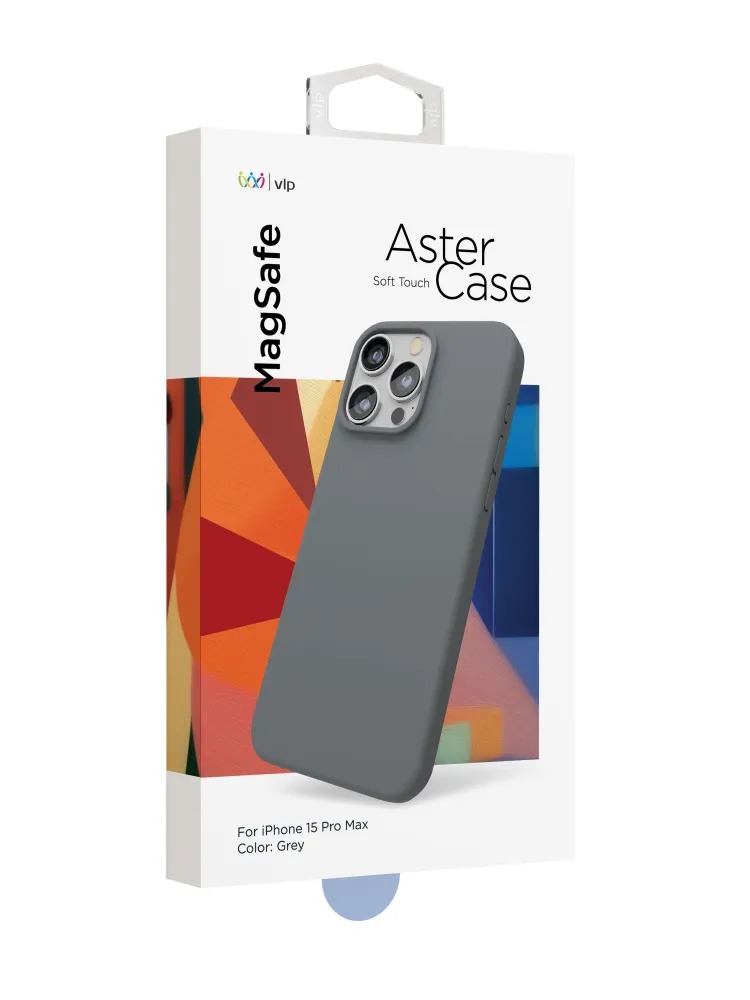 Чехол защитный VLP Aster Case с MagSafe для iPhone 15 Pro Max, серый