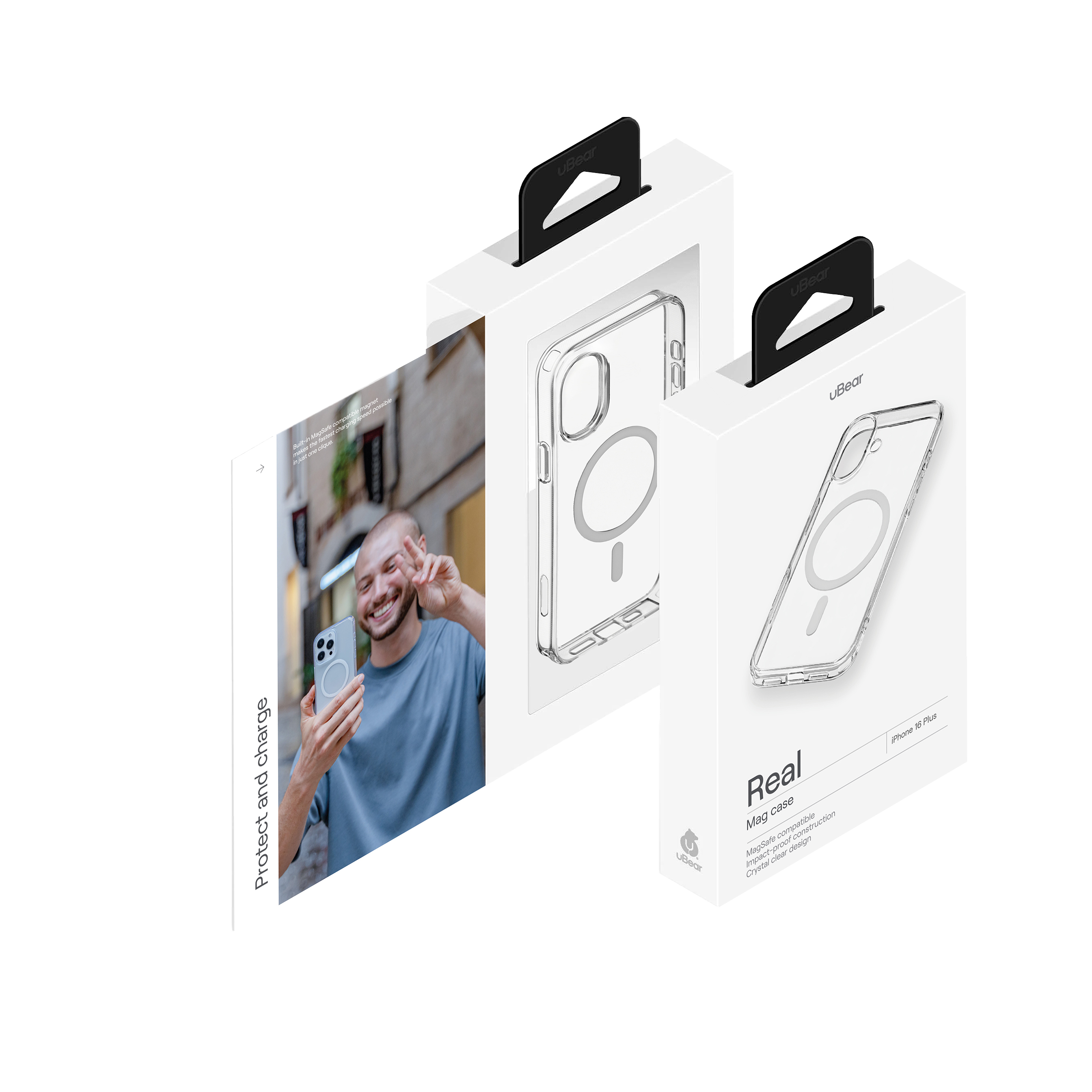 Чехол защитный uBear Real Mag Case для iPhone 16 Plus, усиленный, прозрачный