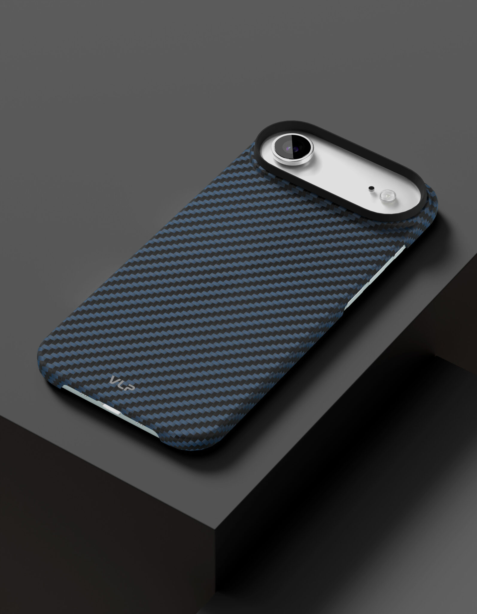 На фото изображено Чехол защитный VLP Kevlar Case с MagSafe для iPhone Air, синий