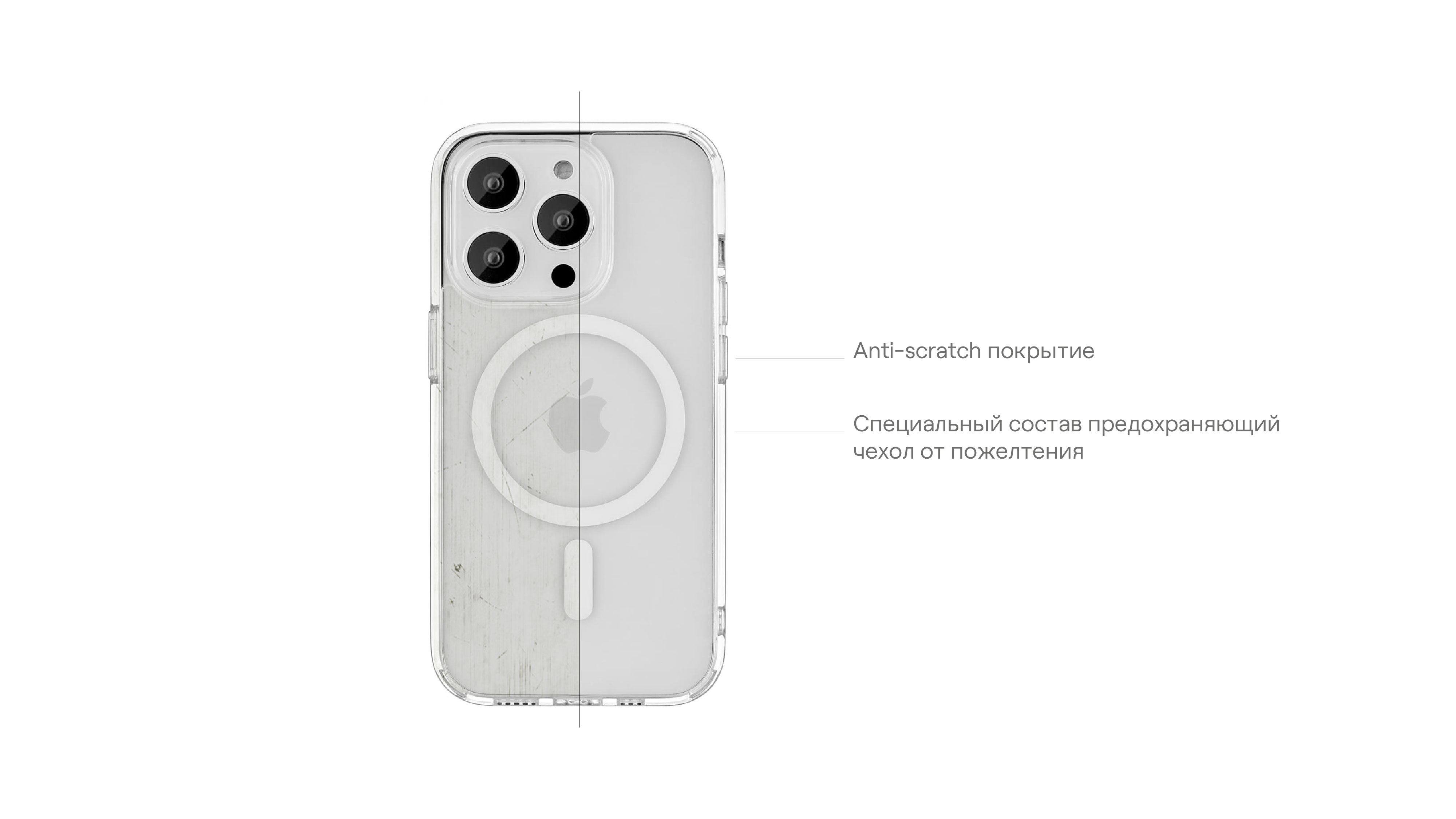 Чехол защитный uBear Real Mag Case  для  iPhone 14, усиленный, прозрачный