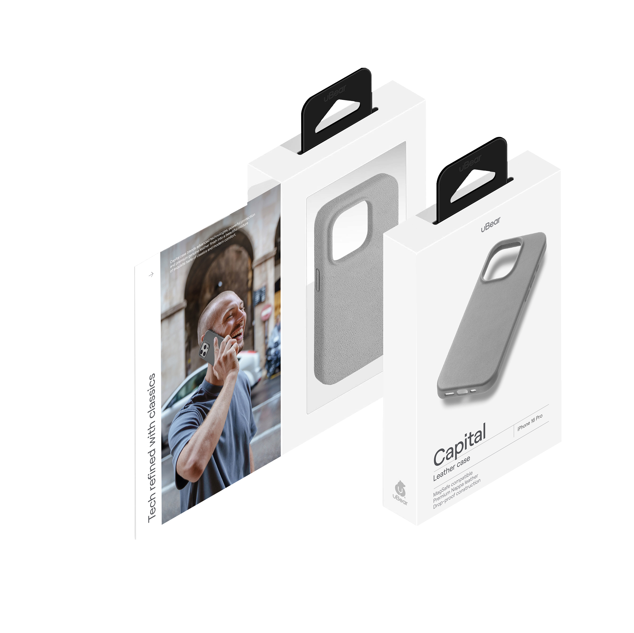 Чехол защитный uBear Capital Case для iPhone 16 Pro, серый