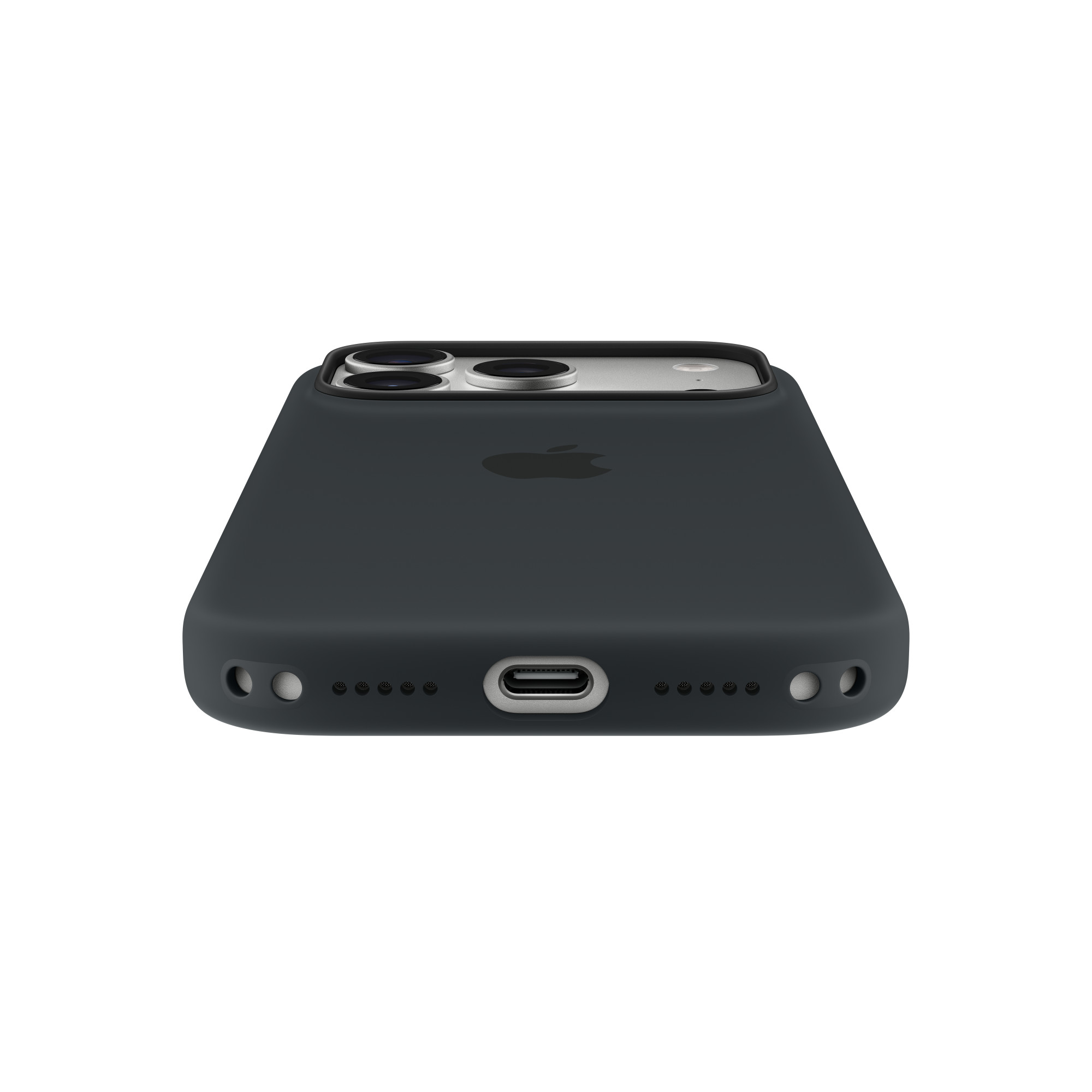 На фото изображено Чехол защитный Apple Silicone Case with MagSafe для iPhone 17 Pro, чёрный