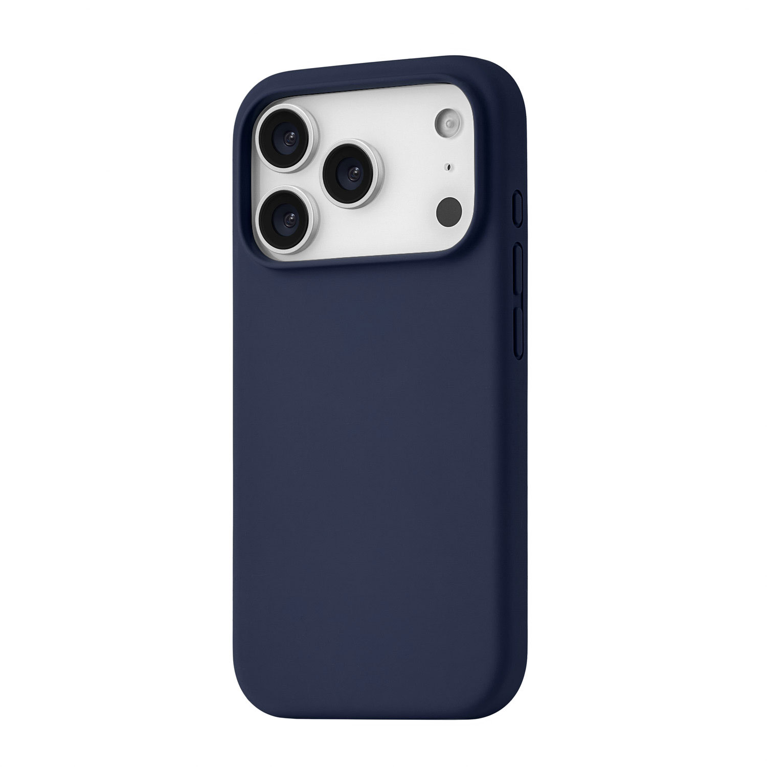 На фото изображено Чехол защитный uBear Touch Mag Case для iPhone 17 Pro, MagSafe, темно-синий