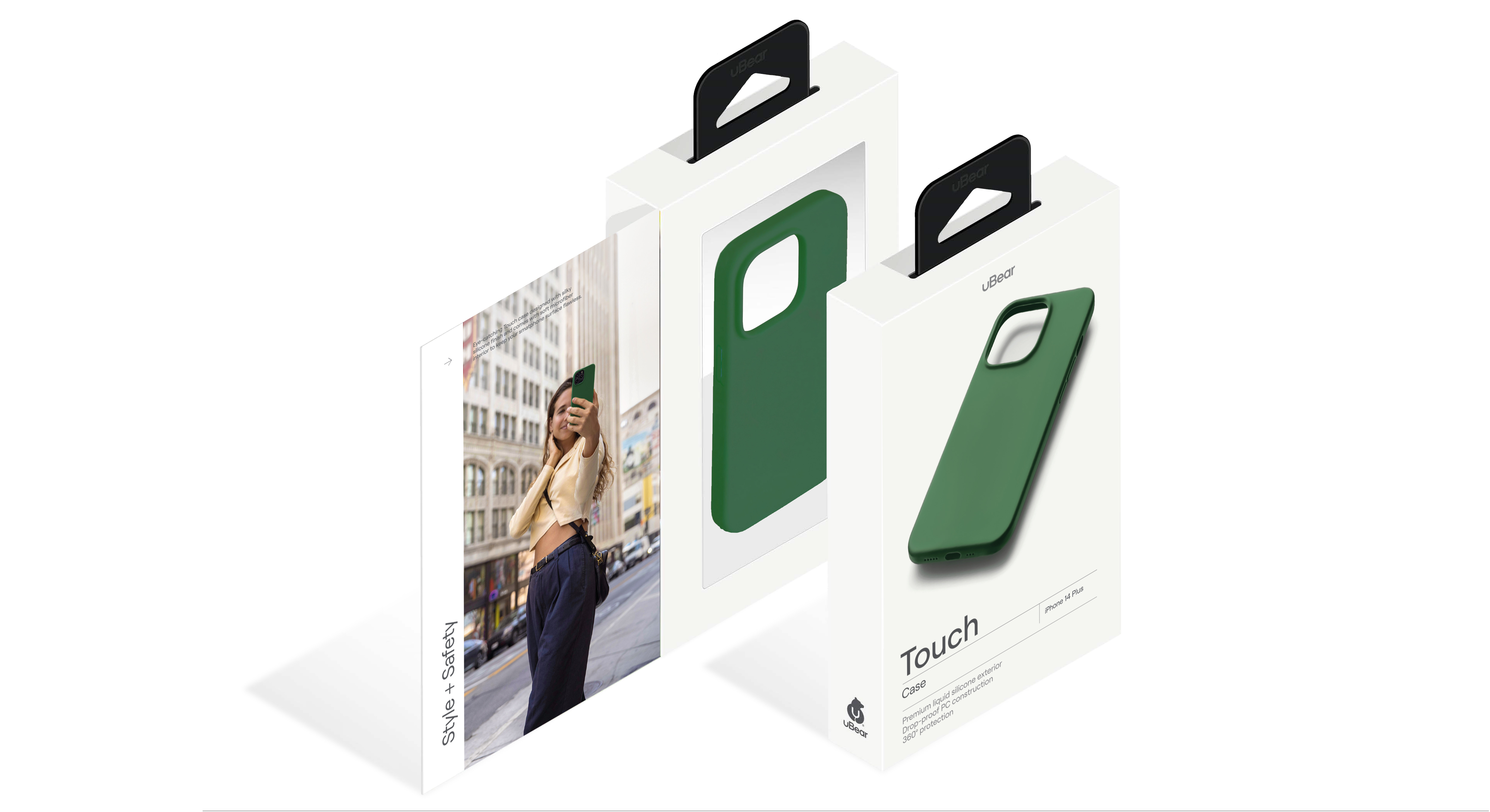 На фото изображено Чехол защитный uBear Touch Case для iPhone 14 Plus, силикон, софт-тач, зелёный