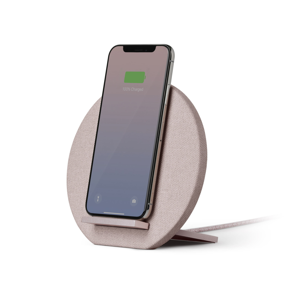 Беспроводное зарядное устройство Native Union Dock Wireless Fabric, с подставкой, розовый