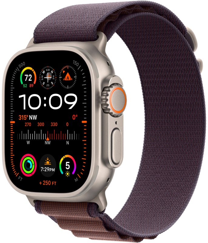 Apple Watch Ultra 2 GPS + Cellular, 49 мм, корпус из титана, ремешок Alpine цвета индиго, L Apple Watch Ultra 2 GPS + Cellular, 49 мм, корпус из титана, ремешок Alpine цвета индиго, L