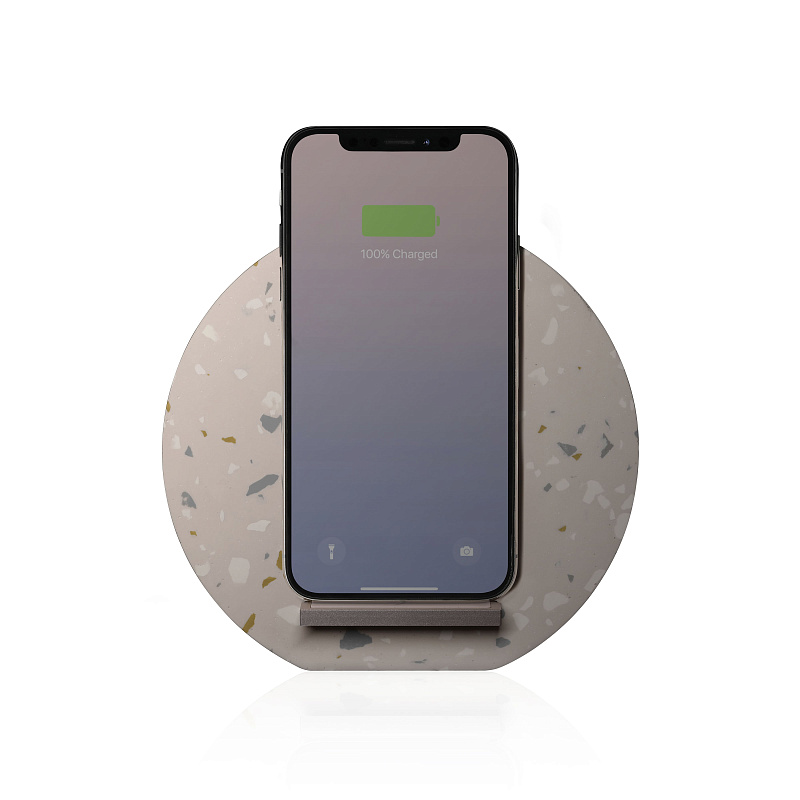 Беспроводное зарядное устройство Native Union Dock Wireless Terrazzo, с подставкой, розовый Беспроводное зарядное устройство Native Union Dock Wireless Terrazzo, с подставкой, розовый