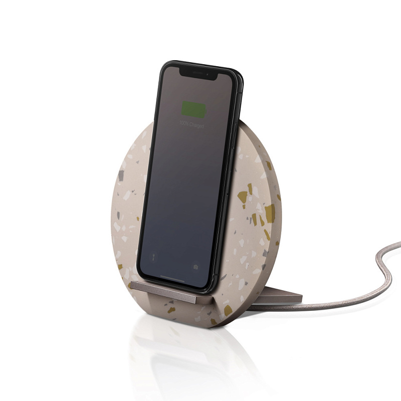 Беспроводное зарядное устройство Native Union Dock Wireless Terrazzo, с подставкой, розовый Беспроводное зарядное устройство Native Union Dock Wireless Terrazzo, с подставкой, розовый