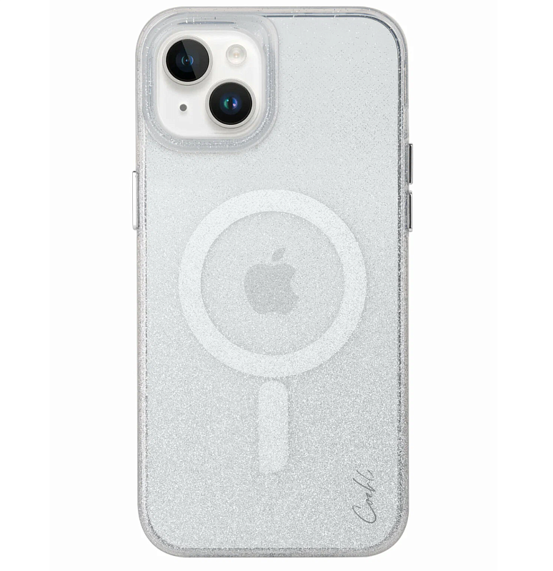 Чехол Uniq для iPhone 14 COEHL Lumino Sparkling (MagSafe), серебристый